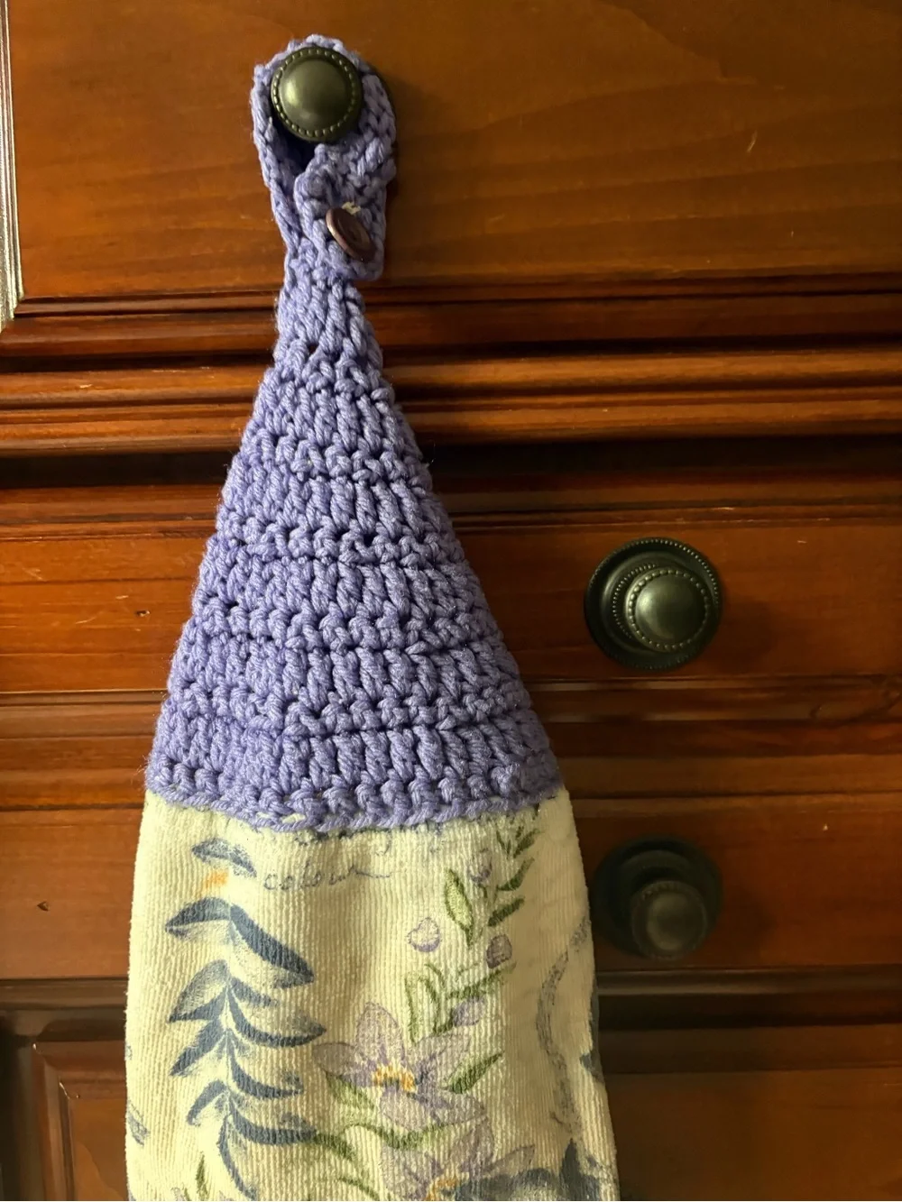 Handmade Purple and yellow Crochet Top Hanging Kitchen Towel - Home Bath